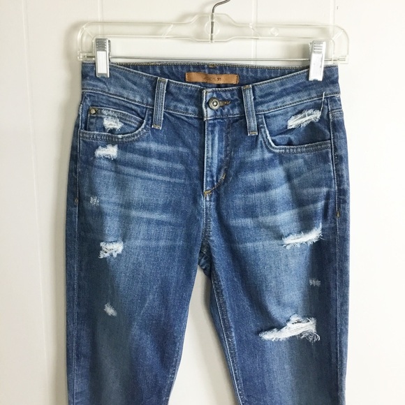 Joe’s Distressed Jeans Cropped Pants Size 24 The Skinny - Picture 2 of 6